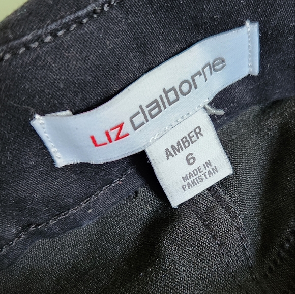 Liz Claiborne Amber mid-rise straight pull-on pants black size 6 - Picture 3 of 3